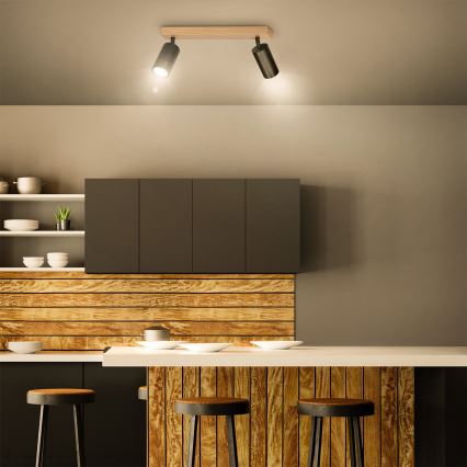 Brilagi - Spot d'éclairage SELE 2xGU10/30W/230V noir/décor chêne