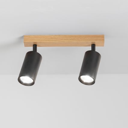 Brilagi - Spot d'éclairage SELE 2xGU10/30W/230V noir/décor chêne
