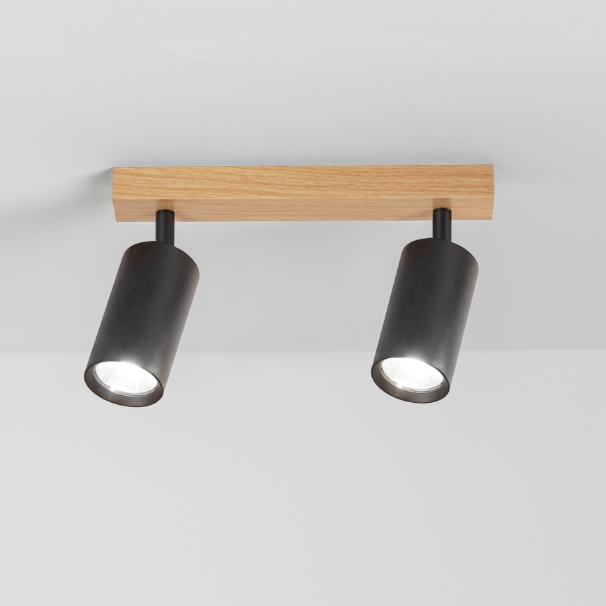 Brilagi - Spot d'éclairage SELE 2xGU10/30W/230V noir/décor chêne