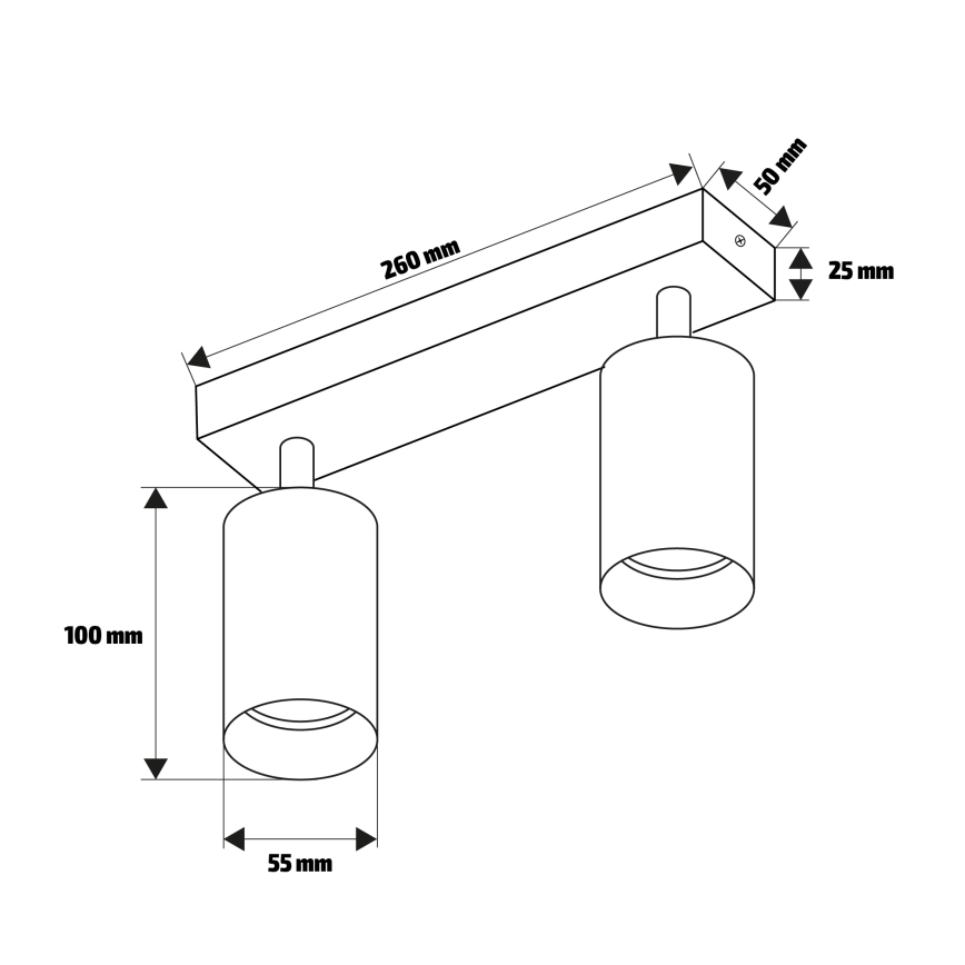 Brilagi - Spot d'éclairage SELE 2xGU10/30W/230V noir/décor chêne