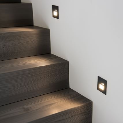 Brilagi - Spot d'escalier avec détecteur de mouvement JACK LED/1,5W/230V 3000K/4000K/6500K noir
