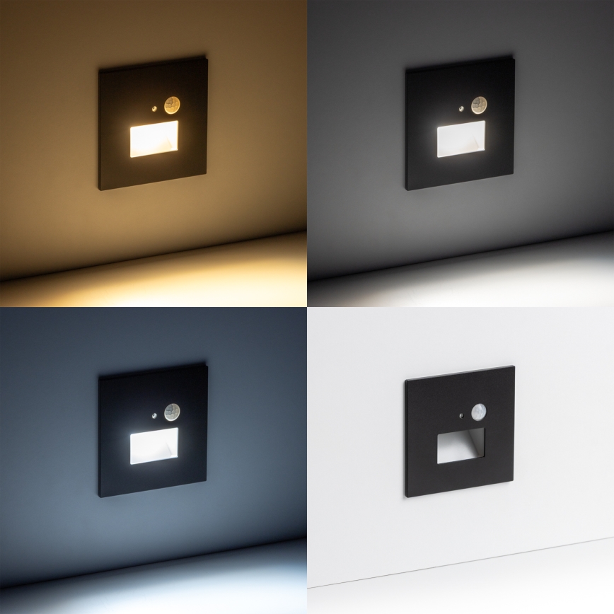 Brilagi - Spot d'escalier avec détecteur de mouvement JACK LED/1,5W/230V 3000K/4000K/6500K noir