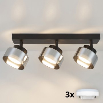 Brilagi - Spot encastrable LED RGB+CCT dimmable AURA LUX 3xGX53/14W/230V 2700–6500K Wi‑Fi Tuya noir/fumé