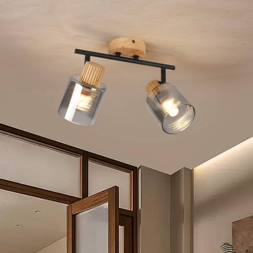 Brilagi - Spot HYGGE 2xE14/15W/230V hévéa/fumé