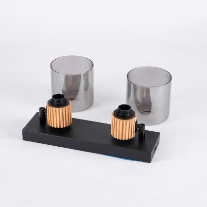 Brilagi - Spot HYGGE 2xE14/15W/230V noir/verre fumé