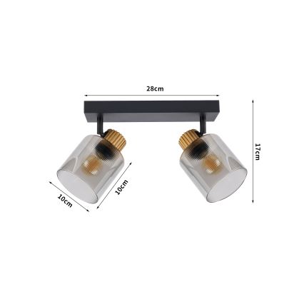 Brilagi - Spot HYGGE 2xE14/15W/230V noir/verre fumé