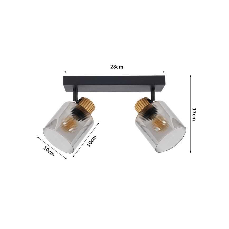 Brilagi - Spot HYGGE 2xE14/15W/230V noir/verre fumé