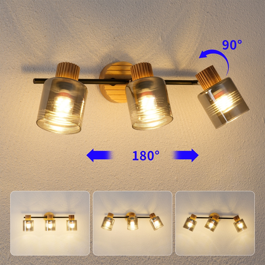 Brilagi - Spot HYGGE 3xE14/15W/230V bois/fumé