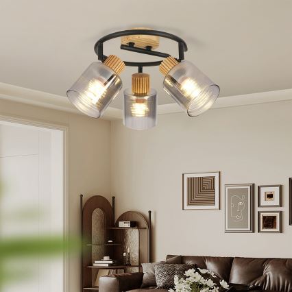 Brilagi - Spot HYGGE 3xE14/15W/230V bois/fumé