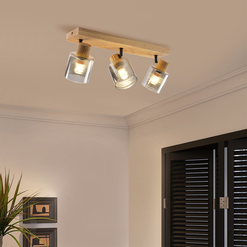 Brilagi - Spot HYGGE 3xE14/15W/230V hévéa/fumé