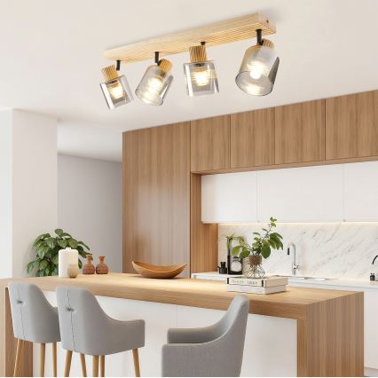 Brilagi - Spot HYGGE 4xE14/15W/230V bois/fumé