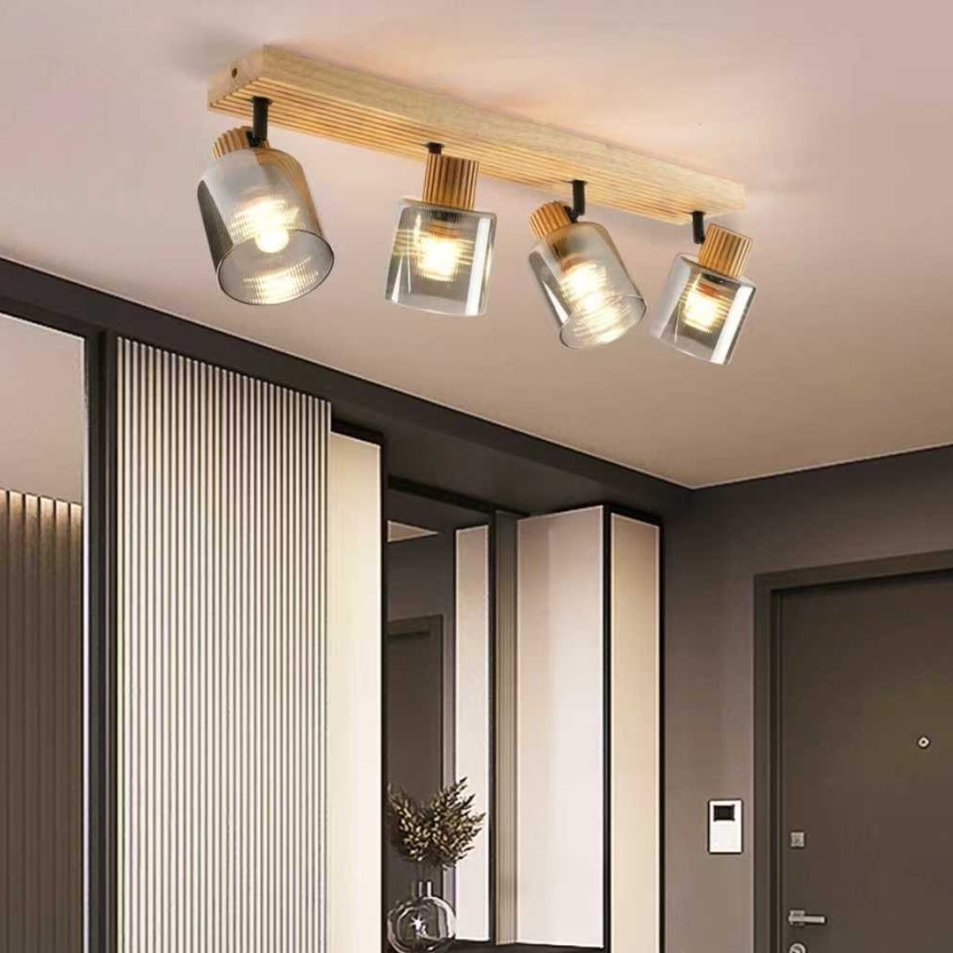 Brilagi - Spot HYGGE 4xE14/15W/230V hévéa/fumé