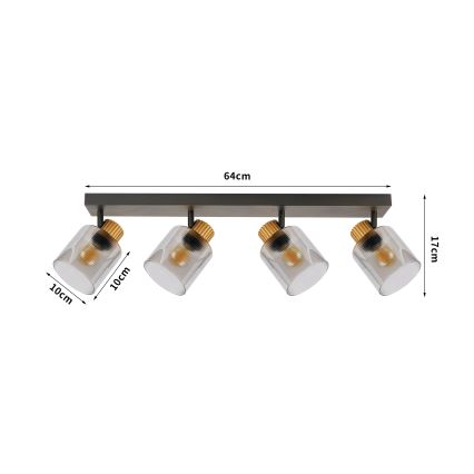 Brilagi - Spot HYGGE 4xE14/15W/230V noir/fumé