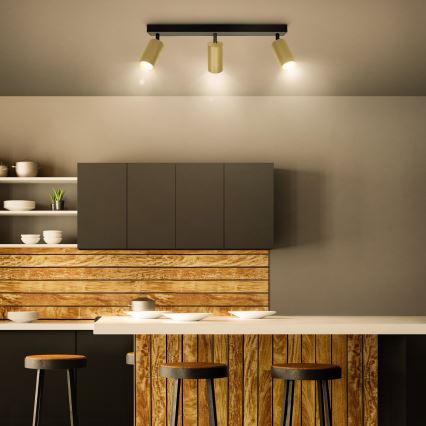 Brilagi - Spot LED RGBW dimmable SELE GOLDEN 3xGU10/6W/230V 3000K noir/doré + télécommande