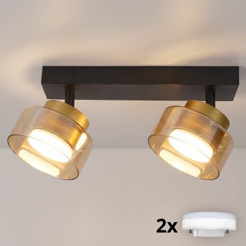 Brilagi - Spot LED RGB+CCT dimmable AURA LUX 2xGX53/14W/230V 2700-6500K Wi-Fi Tuya noir/doré