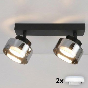 Brilagi - Spot LED RGB+CCT dimmable AURA LUX 2xGX53/14W/230V 2700-6500K Wi-Fi Tuya noir/fumé
