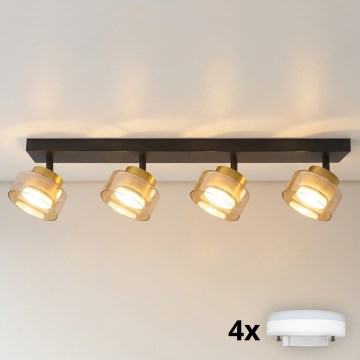 Brilagi - Spot LED RGB+CCT dimmable AURA LUX 4xGX53/14W/230V 2700-6500K Wi-Fi Tuya noir/doré