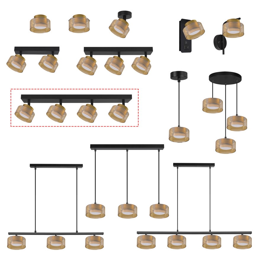 Brilagi - Spot LED RGB+CCT dimmable AURA LUX 4xGX53/14W/230V 2700-6500K Wi-Fi Tuya noir/doré