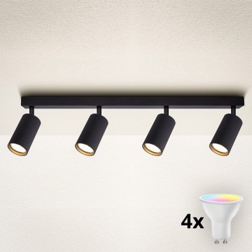 Brilagi - Spot LED RGBW à intensité variable SELE MODERN 4xGU10/4,8W/230V 3000K noir + télécommande