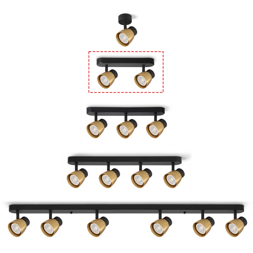 Brilagi - Spot LED RGBW dimmable NUGGET 2xGU10/6W/230V 3000K noir/or + télécommande