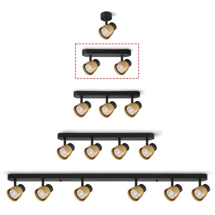 Brilagi - Spot LED RGBW dimmable NUGGET 2xGU10/6W/230V 2700-6500K Wi-Fi noir/doré
