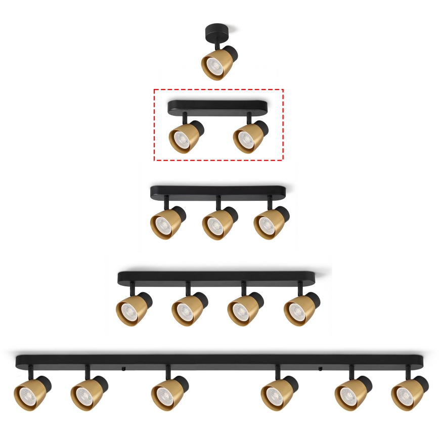 Brilagi - Spot LED RGBW dimmable NUGGET 2xGU10/6W/230V 2700-6500K Wi-Fi noir/doré