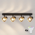 BRILAGI - Spot LED RGBW dimmable NUGGET 4xGU10/4,8W/230V 3000K noir/doré + télécommande