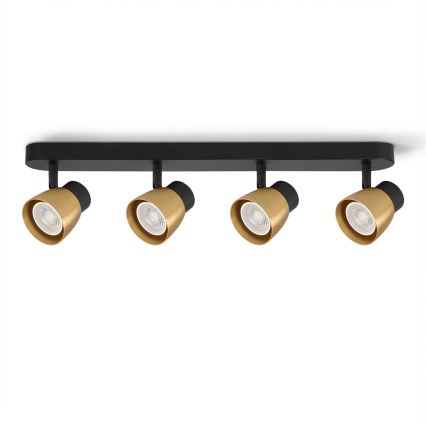 Brilagi - Spot LED RGBW dimmable NUGGET 4xGU10/6W/230V 3000K noir/doré + télécommande