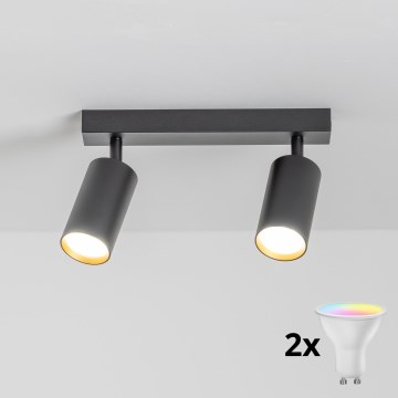 Brilagi - Spot LED RGBW dimmable SELE 2xGU10/4,8W/230V 3000K noir/doré + télécommande
