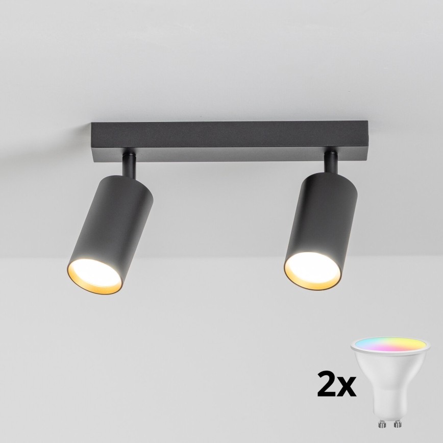 Brilagi - Spot LED RGBW dimmable SELE 2xGU10/6,5W/230V 2700-6500K noir/doré