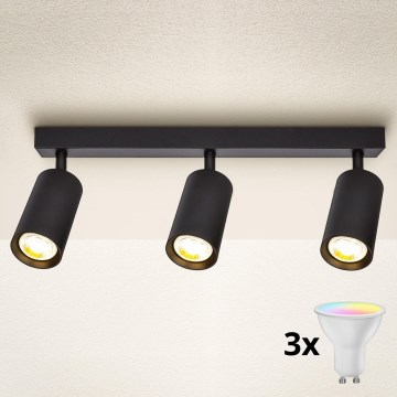 Brilagi - Spot LED RGBW dimmable SELE 3xGU10/4,8W/230V 3000K noir + télécommande