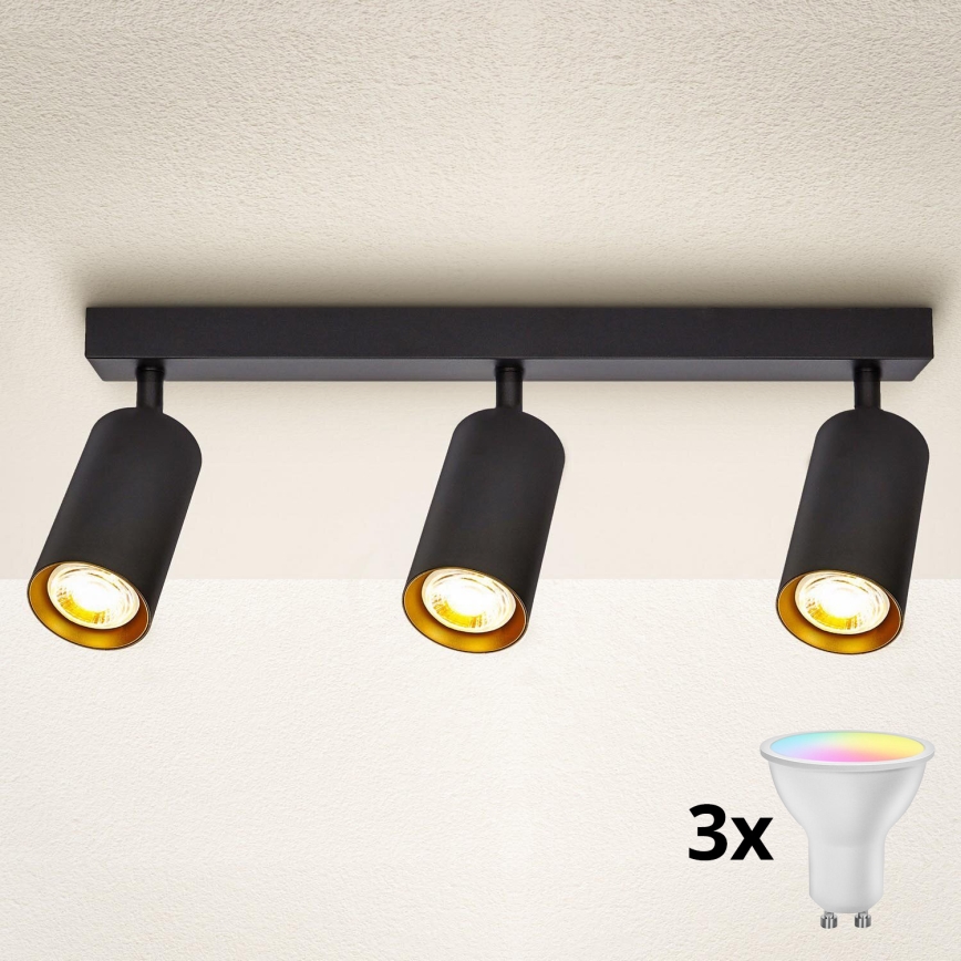 Brilagi - Spot LED RGBW dimmable SELE 3xGU10/6,5W/230V 2700-6500K noir/doré