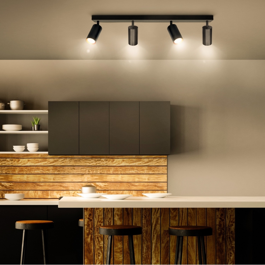Brilagi - Spot LED RGBW dimmable SELE 4xGU10/4,8W/230V 3000K noir/doré + télécommande