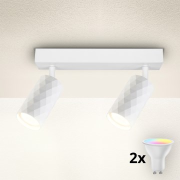 Brilagi - Spot LED RGBW dimmable SELE DIAMANT 2x GU10/4,8W/230V 3000K blanc + télécommande