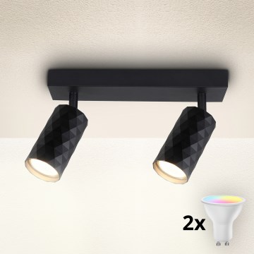 Brilagi - Spot LED RGBW dimmable SELE DIAMANT 2xGU10/4,8W/230V 3000K noir + télécommande