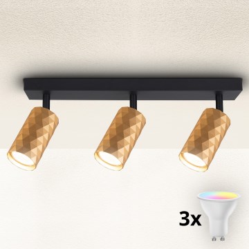 Brilagi - Spot LED RGBW dimmable SELE DIAMANT 3xGU10/4,8W/230V 3000K doré + télécommande