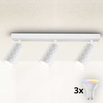Brilagi - Spot LED RGBW dimmable SELE DIAMANT 3xGU10/6W/230V 3000K blanc + télécommande