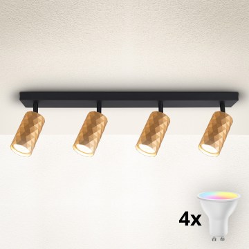 Brilagi - Spot LED RGBW dimmable SELE DIAMANT 4xGU10/4,8W/230V 3000K doré + télécommande