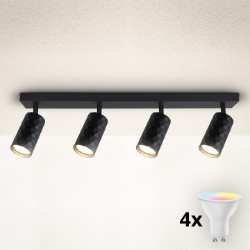 Brilagi - Spot LED RGBW dimmable SELE DIAMANT 4xGU10/4,8W/230V 3000K noir + télécommande