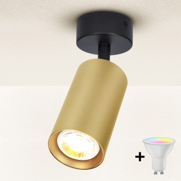 Brilagi - Spot LED RGBW dimmable SELE GOLDEN 1xGU10/4,8W/230V 3000K noir/doré + télécommande