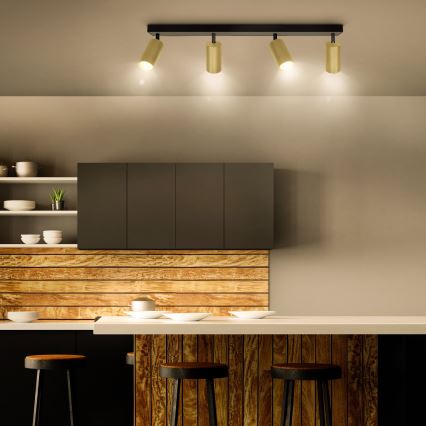 Brilagi - Spot LED RGBW dimmable SELE GOLDEN 4xGU10/6W/230V 3000K noir/doré + télécommande