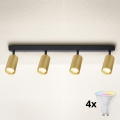 BRILAGI - Spot LED RGBW dimmable SELE GOLDEN 4xGU10/4,8W/230V 3000K noir/doré + télécommande