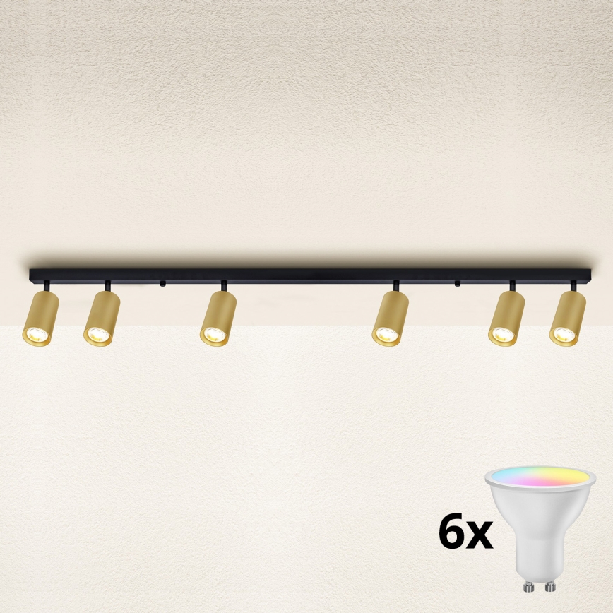 Brilagi - Spot LED RGBW dimmable SELE GOLDEN 6xGU10/6,5W/230V 2700-6500K noir/doré