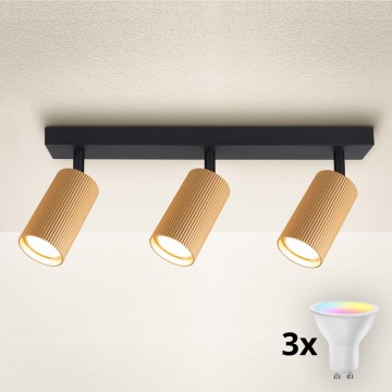 Brilagi - Spot LED RGBW dimmable SELE MODERN 3xGU10/4,8W/230V 3000K doré + télécommande