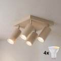 Brilagi - Spot LED RGBW dimmable SELE SQUARE 4xGU10/6,5W/230V 2700-6500K beige