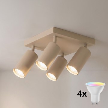 Brilagi - Spot LED RGBW dimmable SELE SQUARE 4xGU10/6,5W/230V 2700-6500K beige