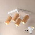 Brilagi - Spot LED RGBW dimmable SELE SQUARE 4xGU10/6,5W/230V 2700-6500K blanc/décor chêne