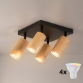 Brilagi - Spot LED RGBW dimmable SELE SQUARE 4xGU10/6,5W/230V 2700-6500K noir/décor chêne
