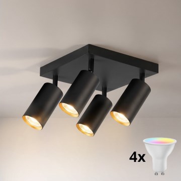 Brilagi - Spot LED RGBW dimmable SELE SQUARE 4xGU10/6,5W/230V 2700-6500K noir/doré