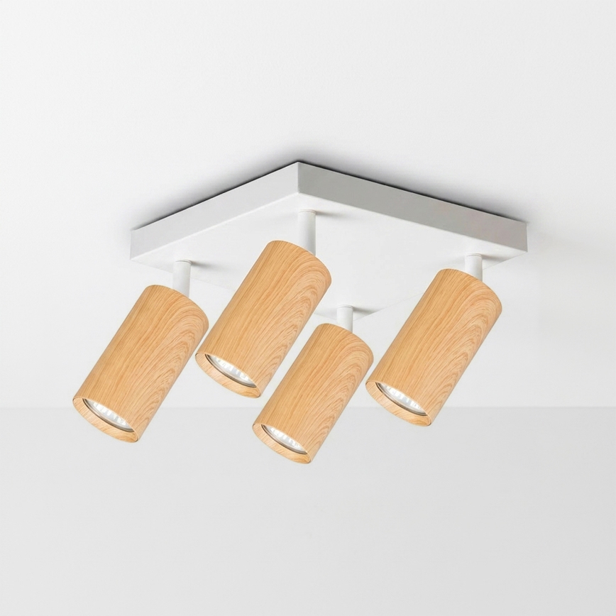 Brilagi - Spot LED RGBW dimmable SELE SQUARE 4xGU10/6,5W/230V 2700-6500K blanc/décor chêne